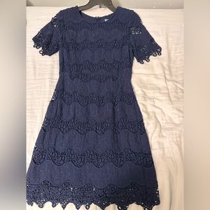 Chelsea28 floral lace navy dress